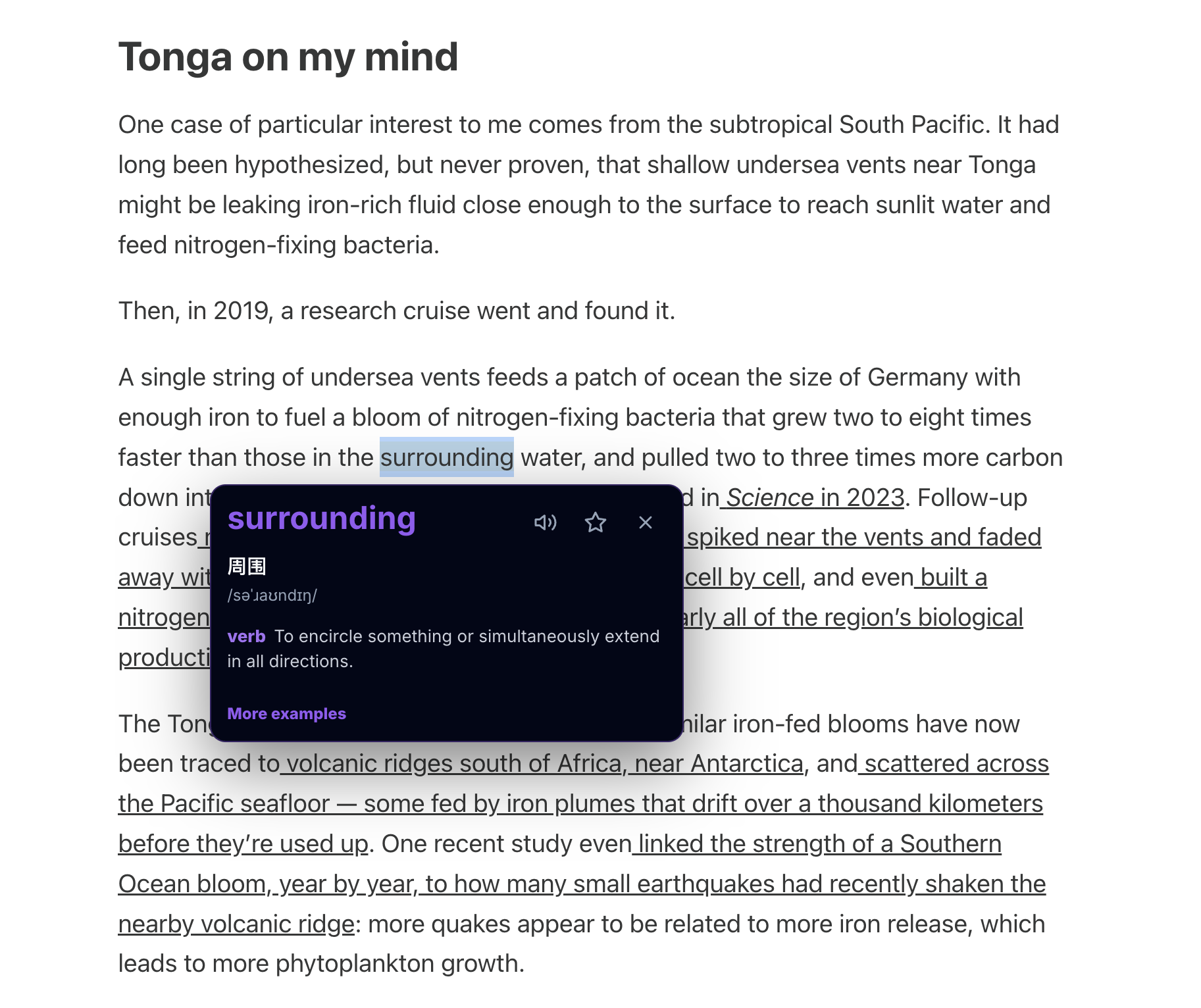 TubeLingo word definition and translation popover
